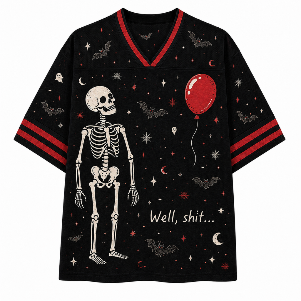 Chaotic Club Skeleton Red Balloon Halloween Mesh Jersey