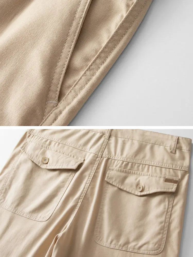 Men'S Casual Linen Midi Pants