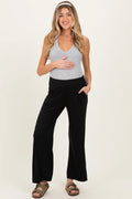 Black Ankle Wide Leg Maternity Pants