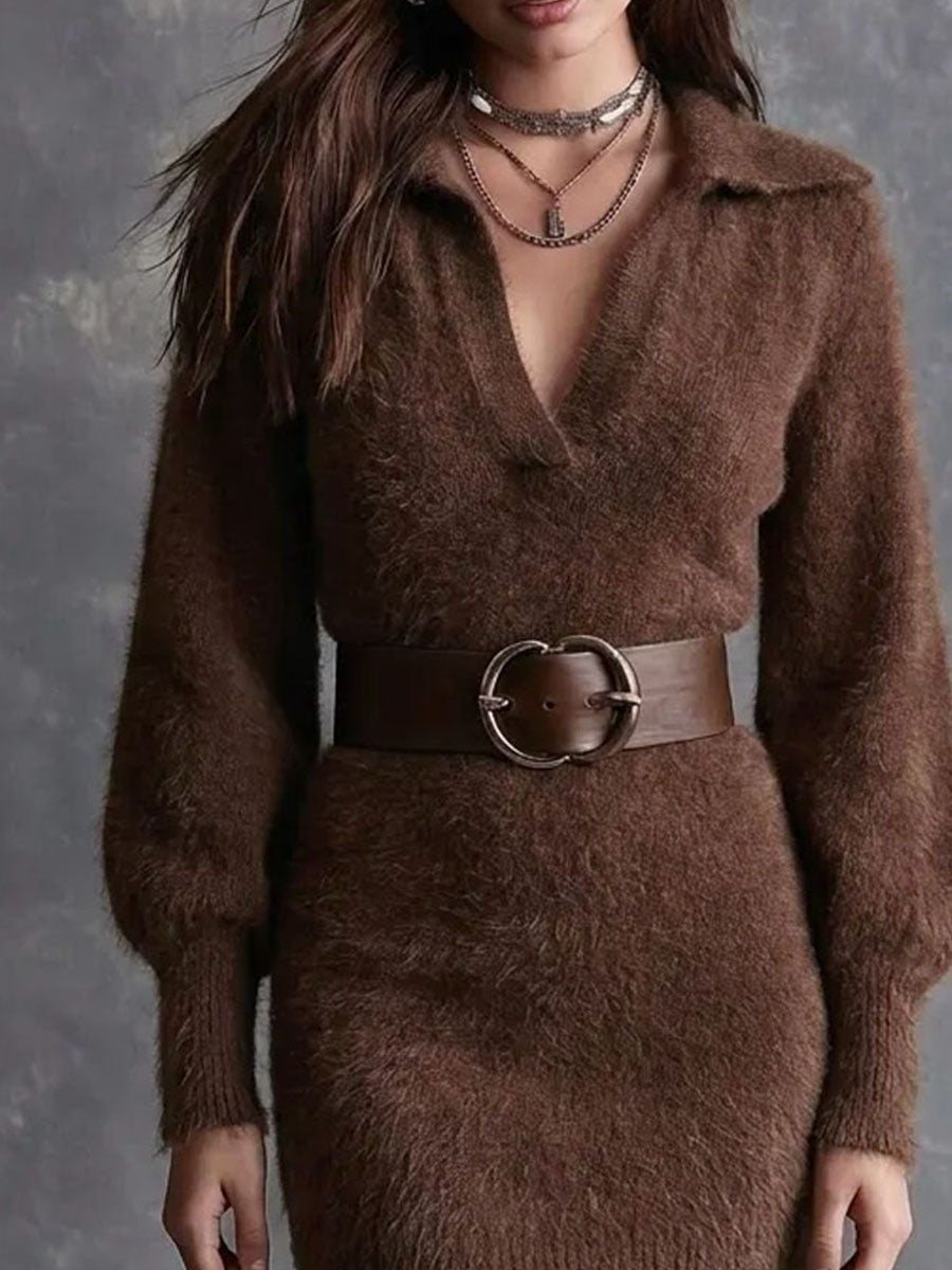 Retro Mini Dress in soft knit, Designer Aesthetic