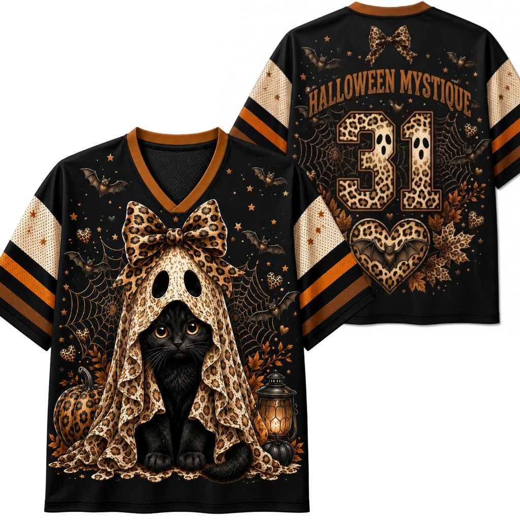 Chaotic Club Custom Leopard Ghost Cat Halloween Jersey