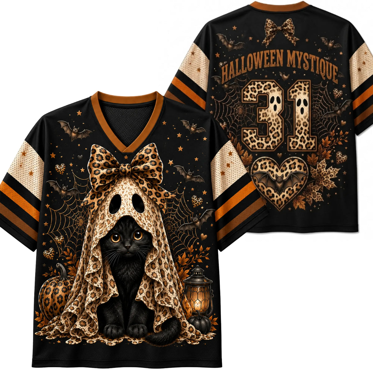 Chaotic Club Custom Leopard Ghost Cat Halloween Jersey
