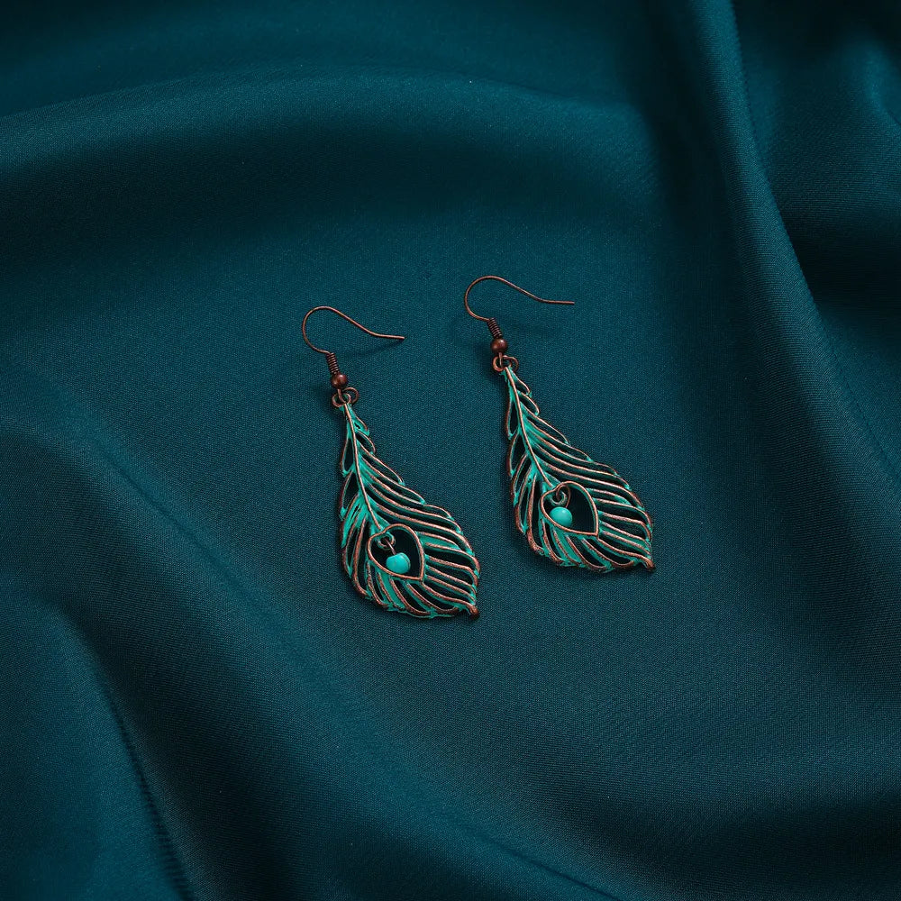 Retro  Feather Hollow Earrings