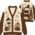 Chaotic Club Cozy Fall Bookish Ghost Halloween Teacher Cardigan