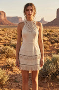 Cotton Boho Embroidered Lace Mini Dress