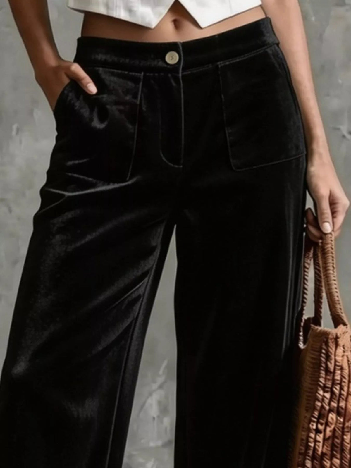 Women's Velvet Wide-Leg Pants