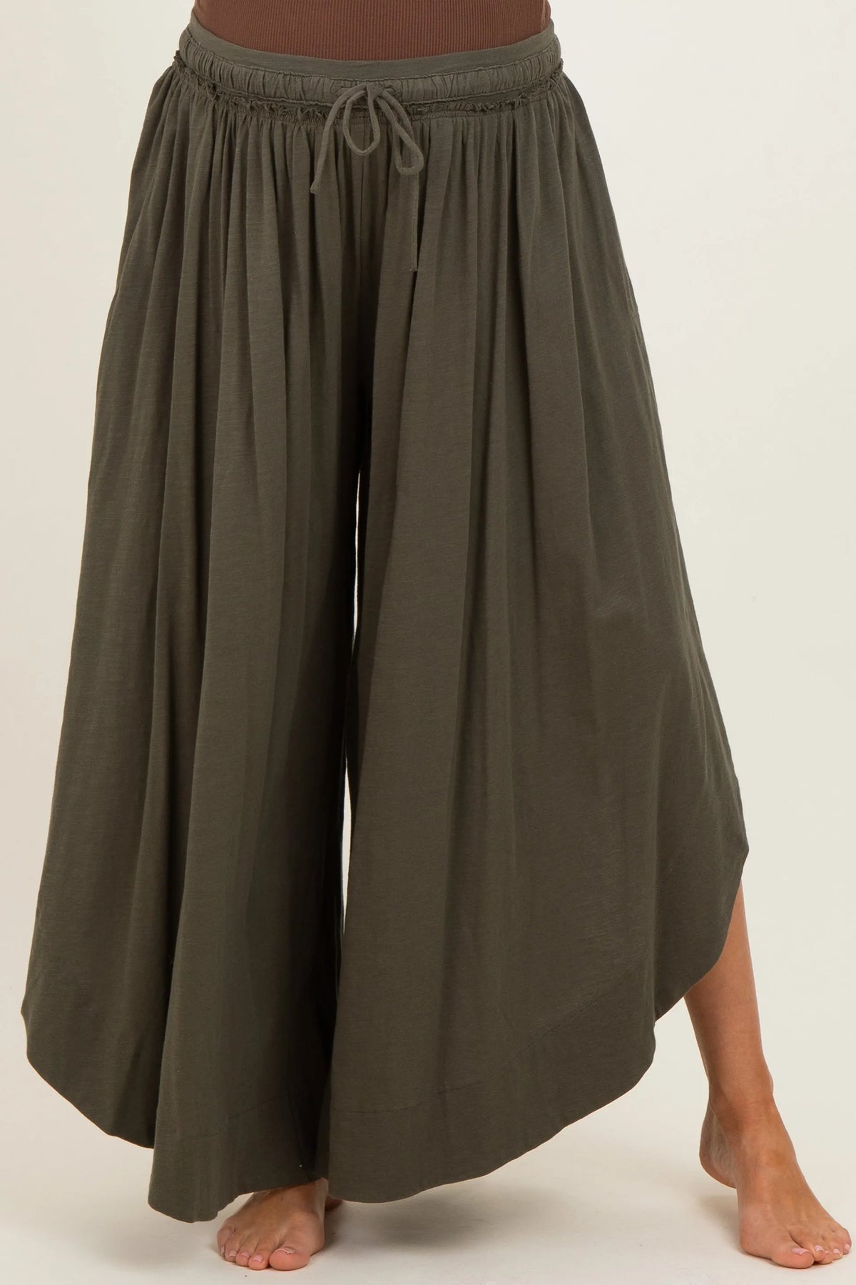 Olive Tulip Hem Super Wide Leg Maternity Pants