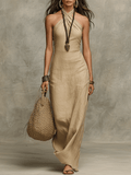 Chic Maxi Dress in linen, Unbeatable Price