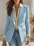 Resort-style Collared Contrasting Stripes Blazer