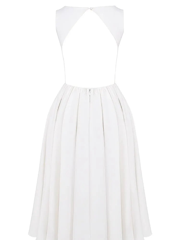 White Twill Midi Sundress