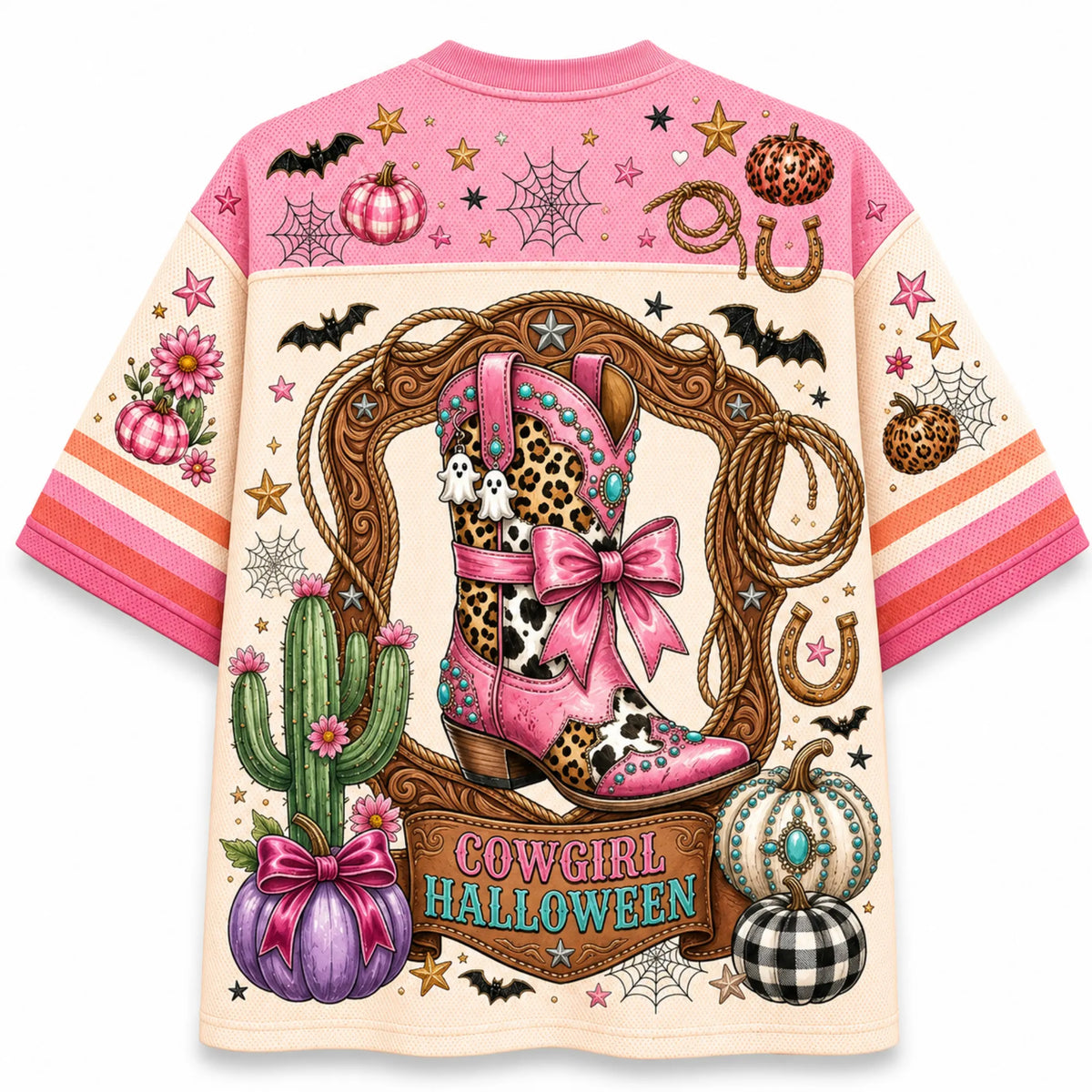 Chaotic Club Pink Cowgirl Halloween Highland Cow Mesh Jersey