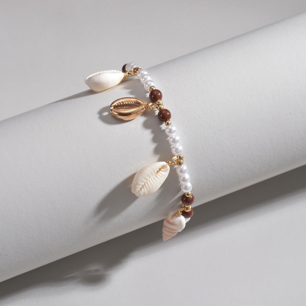 Bohemian Shell And Pearl Anklet