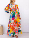 Printed Lace Backless Resort Dress
