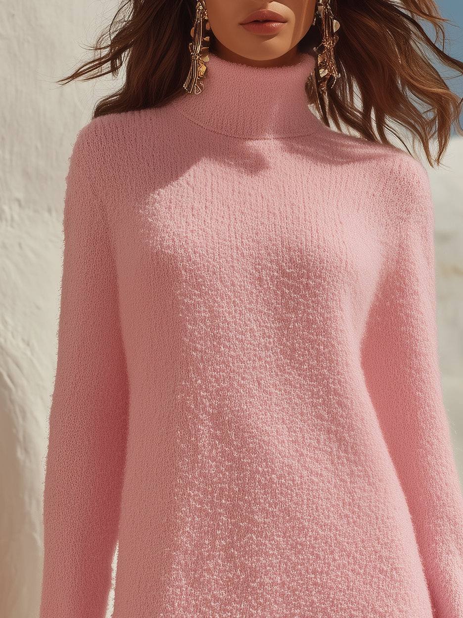 Vacation Casual Solid Color Tassel Sweater Dress