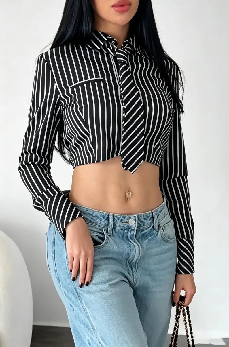 Women's Collar Vertical Casual Short Shirt