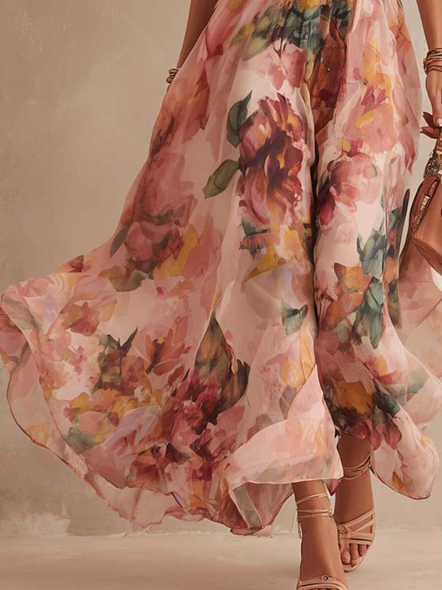 Retro Midi Dress in chiffon, Unbeatable Price