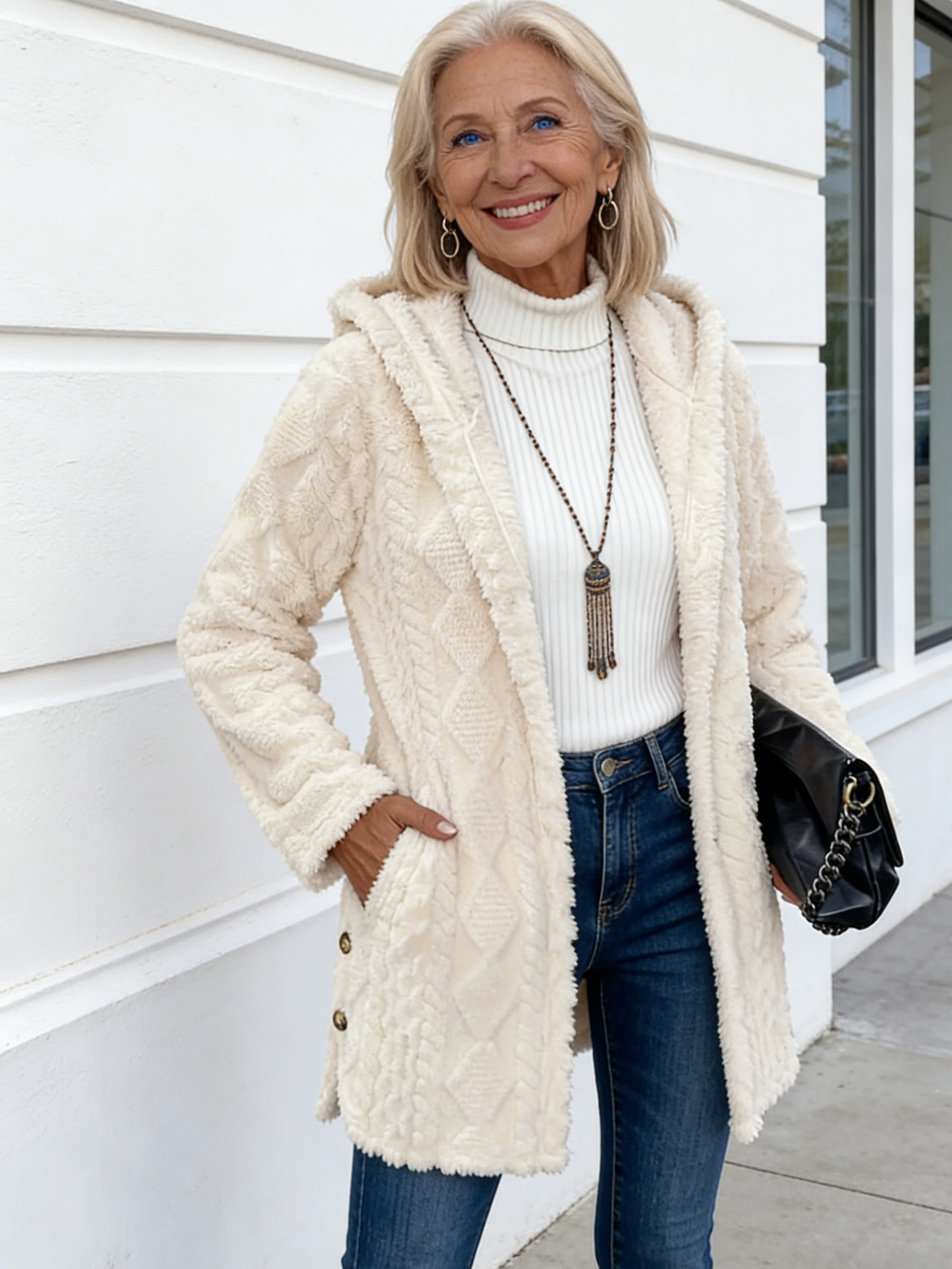 Hooded Solid Color Cardigan Button Long Sleeve Casual Jacket
