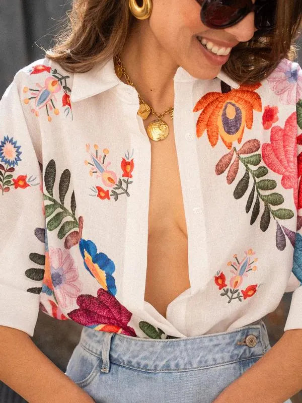 Carla Floral Print Short-Sleeved Shirt