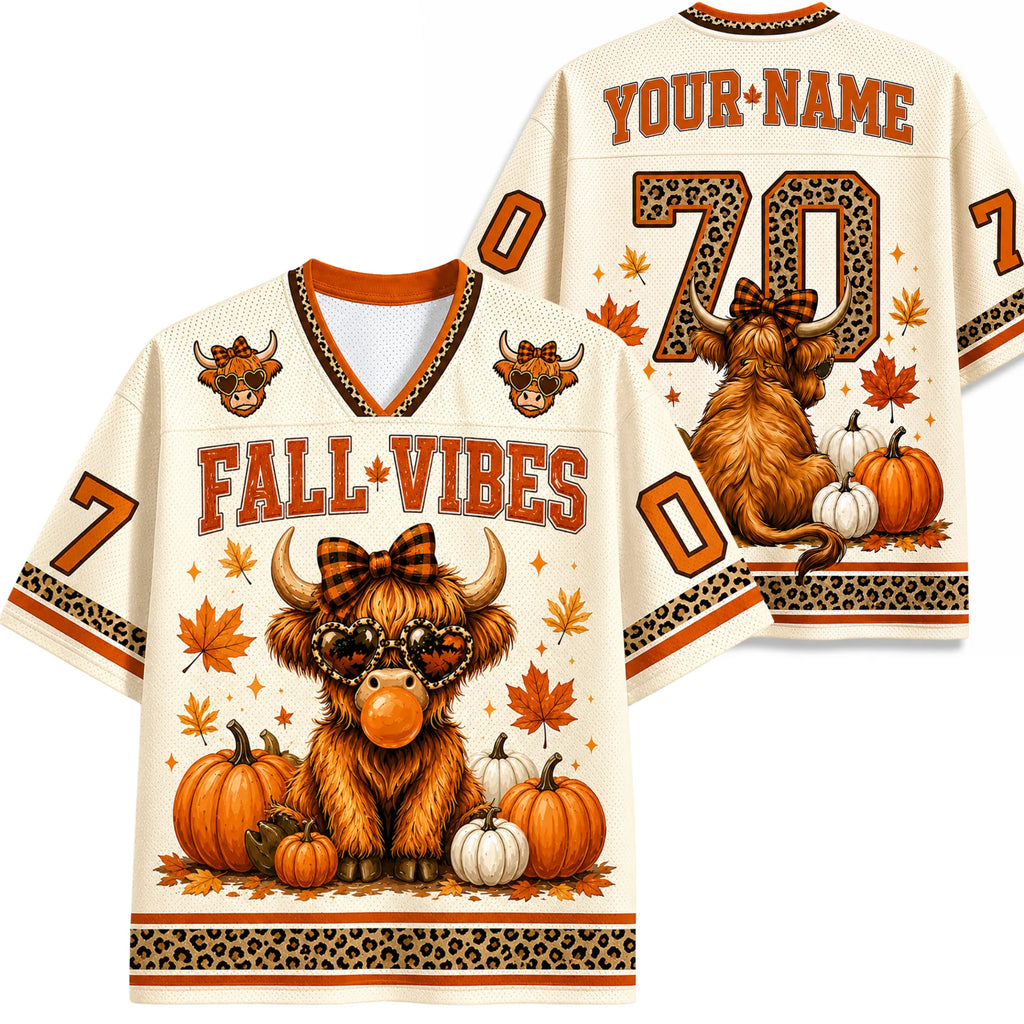 Chaotic Club Highland Cow Fall Bow Brushstroke Mesh Jersey