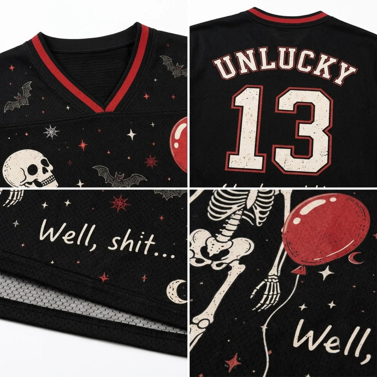 Chaotic Club Skeleton Red Balloon Halloween Mesh Jersey
