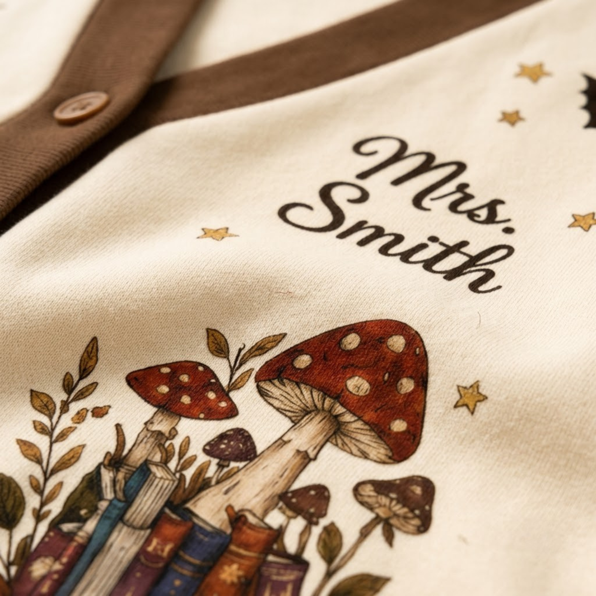 Chaotic Club Cozy Fall Bookish Ghost Halloween Teacher Cardigan