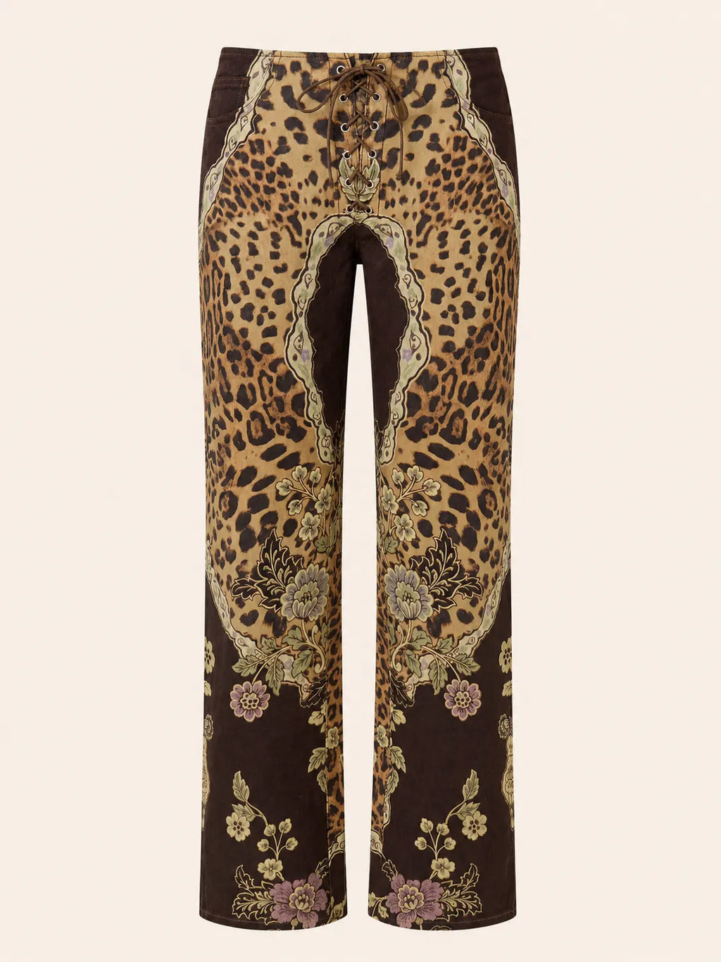 Leopard Baroque Lace-Up Pants