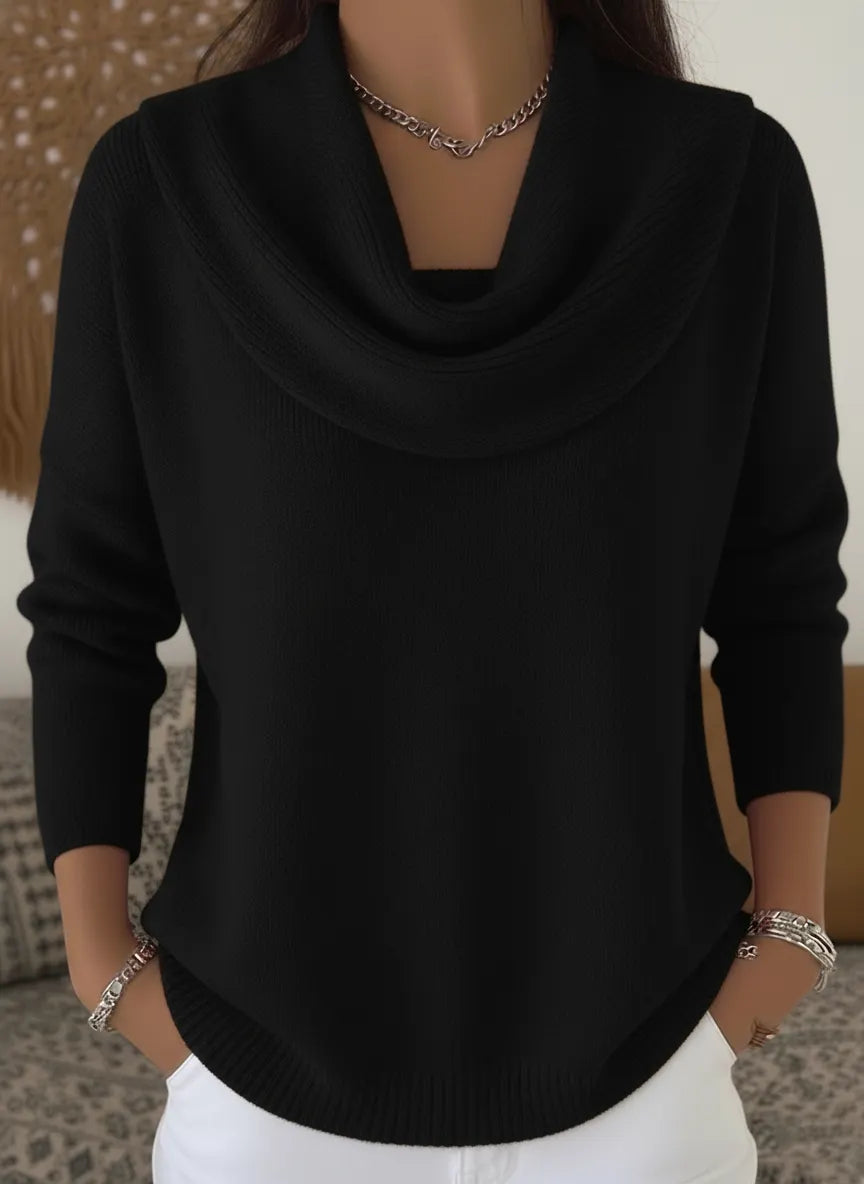 Women's Soft and Elegant Solid Color Ruffled Collar Sweater Top