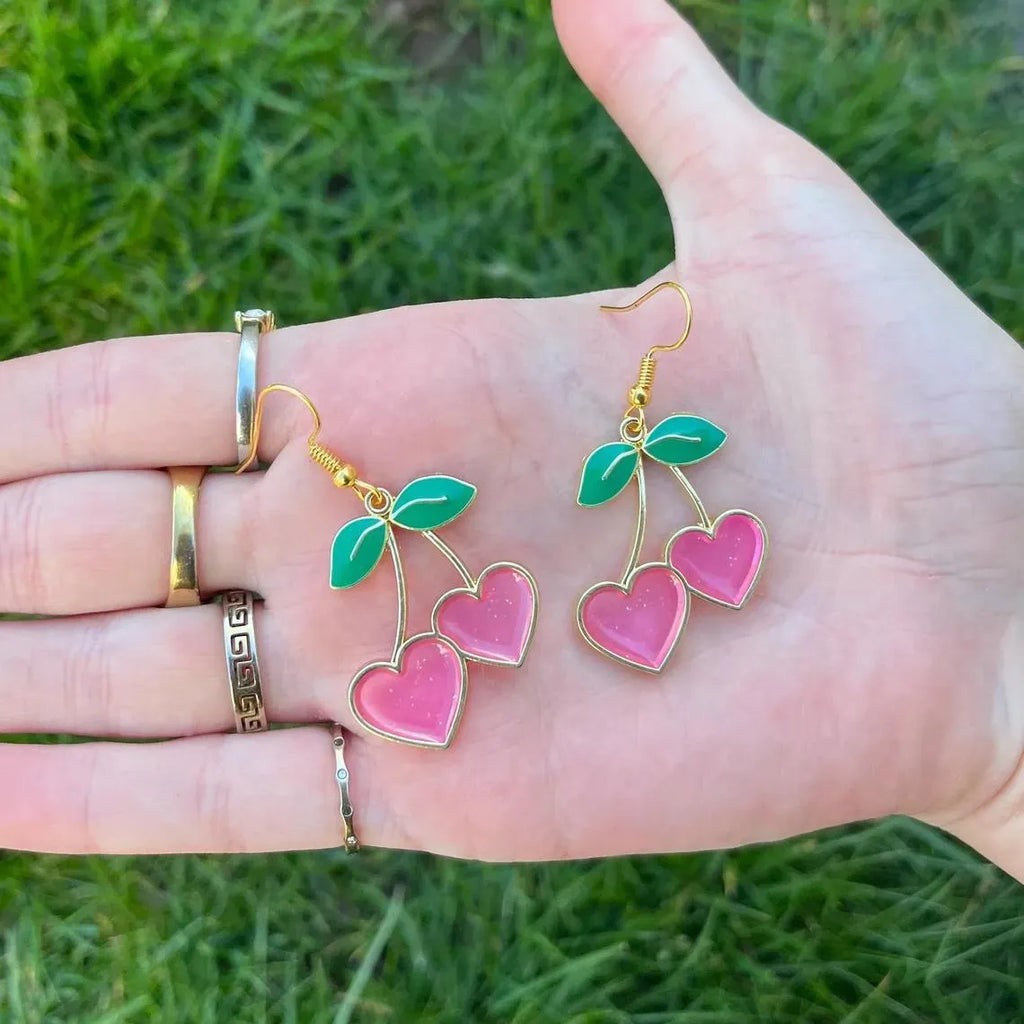Cherry Heart Earrings