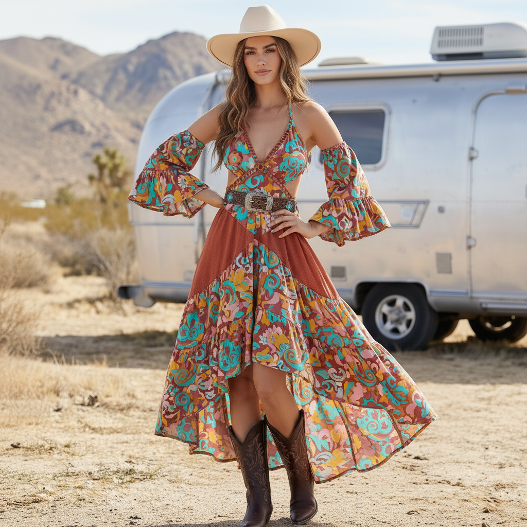 Women's Vintage Western Style Dress