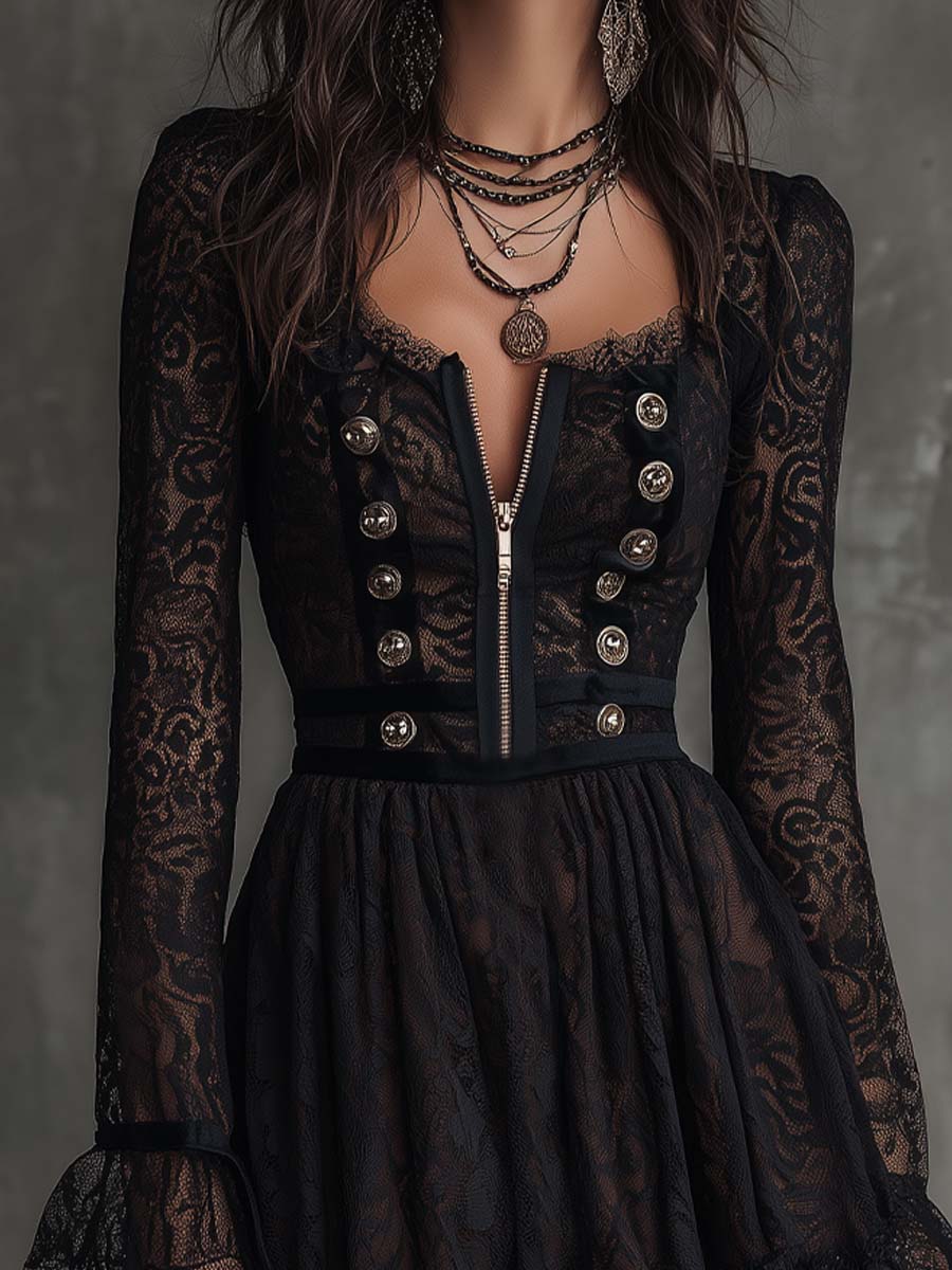 Vintage Mini Dress in lace, Designer Aesthetic