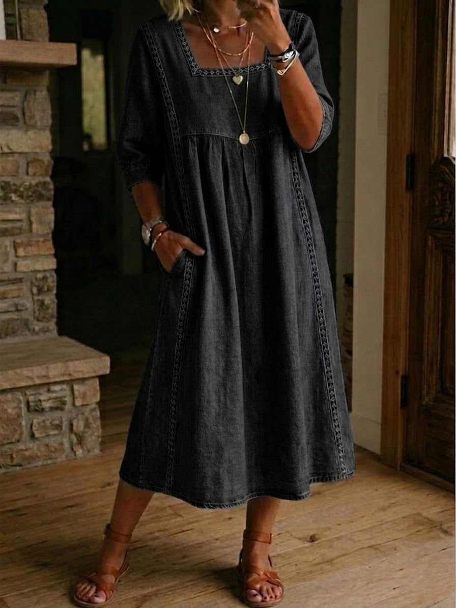 Chic Dress in denim, Unbeatable Price