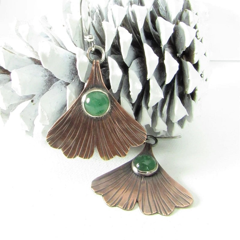 Vintage Leaf Emerald Earrings