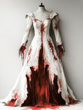 Women's Halloween Party Contrast Color Loose Wide Sleeve Cape Dress a7b7