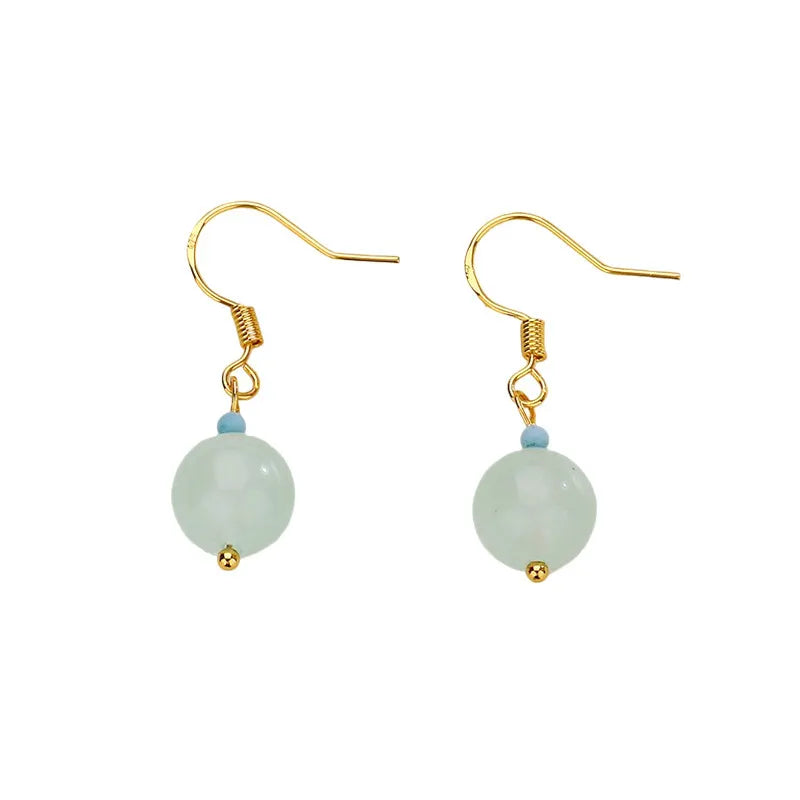 White Jade Ball Jade Earrings