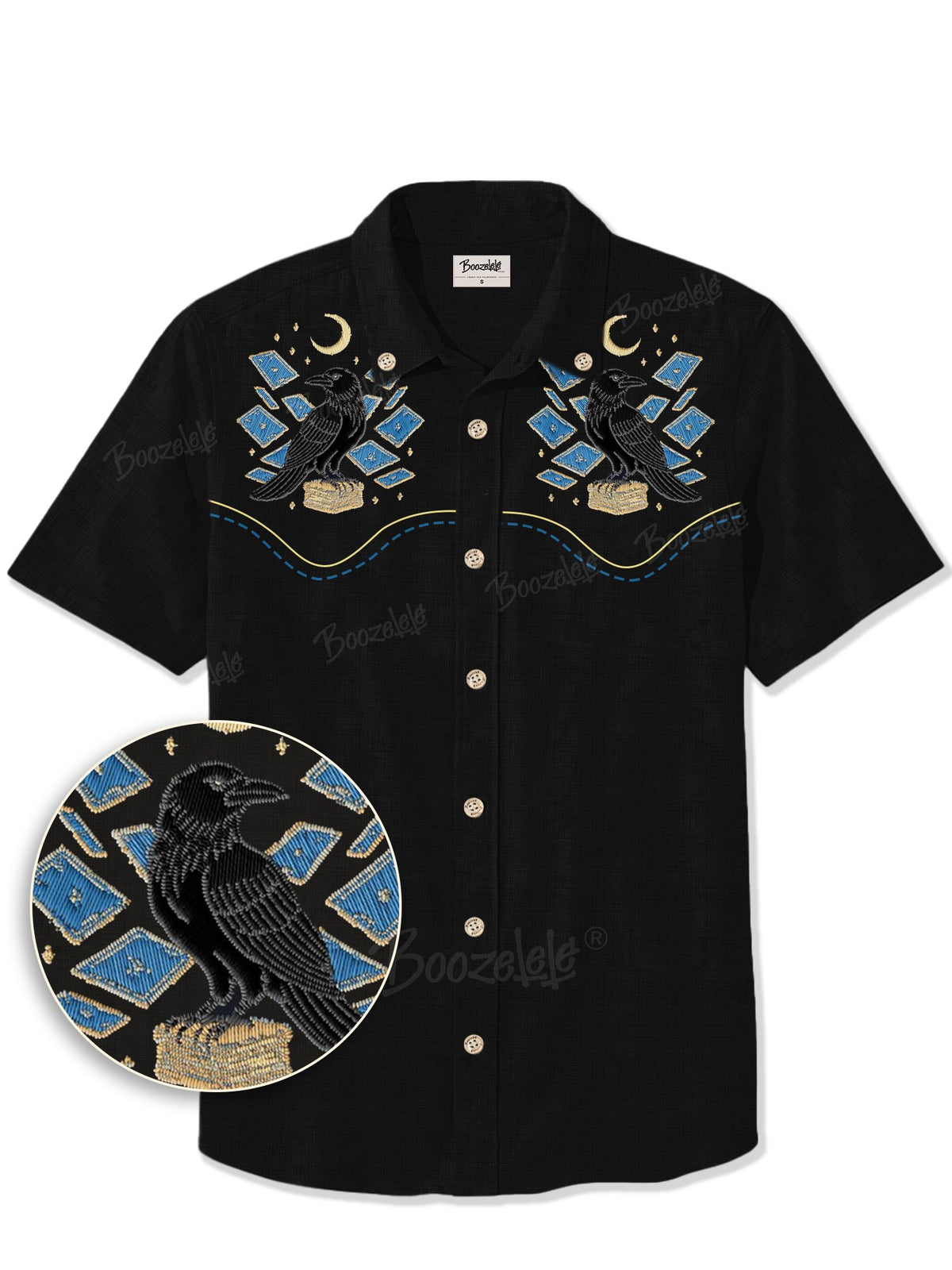 [Embroidery]Card & Crow  - 100% Cotton Shirt