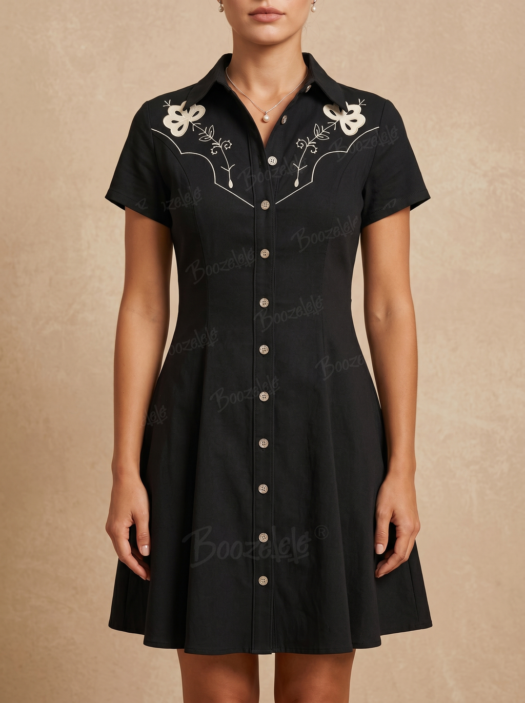 [Clearance][Embroidery]Classic Vintage Flower - 100% Cotton Dress