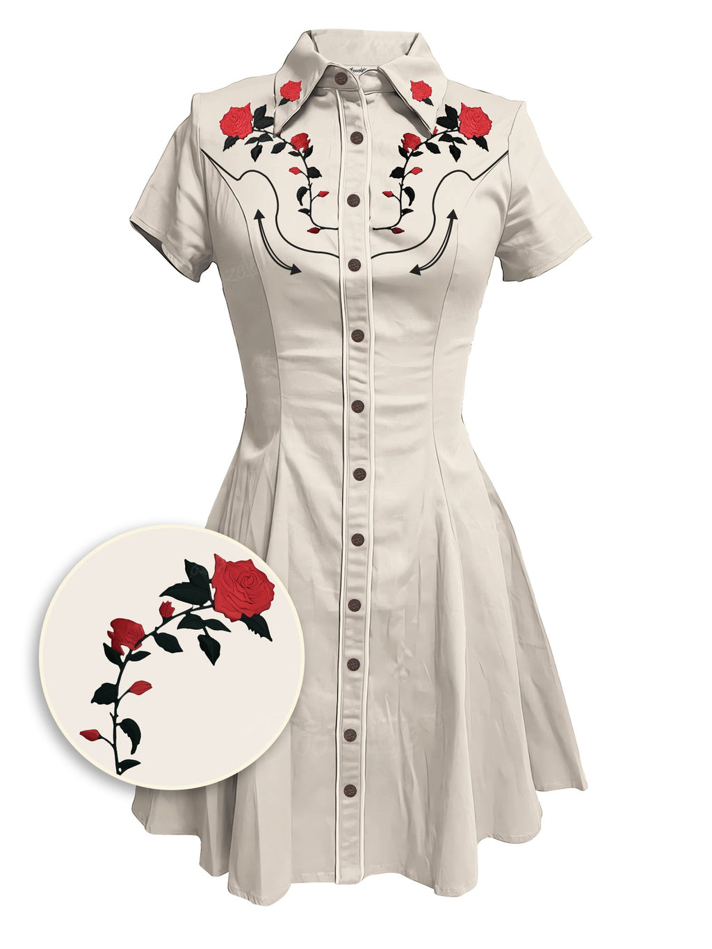 [Embroidery]Rose - 100% Cotton Dress