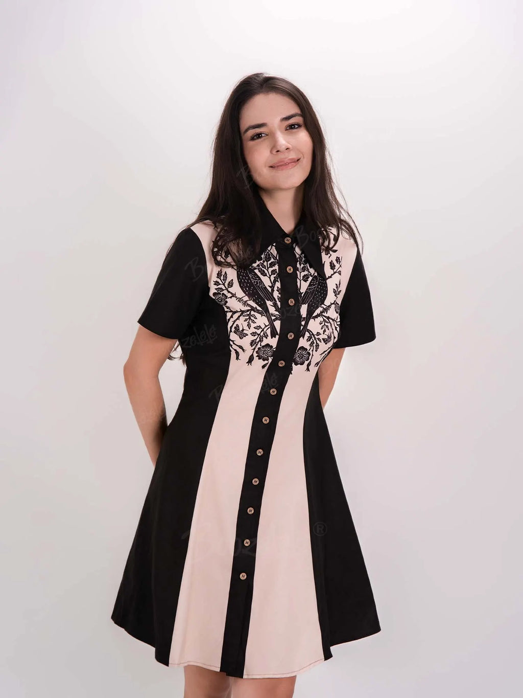 Crow And Flowers - 100% Cotton Dress