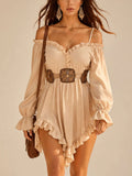 Modern Cowgirl Series — 2026 S/S Women’s Elegant Off-Shoulder Flared Romper Mini Dress
