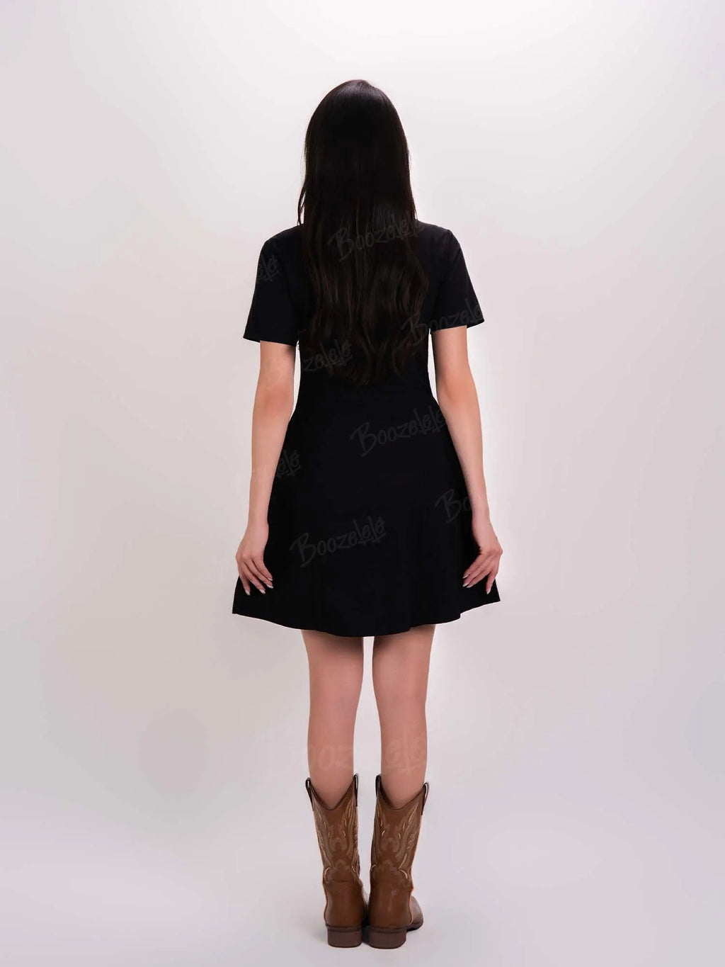 [Embroidery]Skeleton Crow Head And Flower - 100% Cotton Double Pocket Dress