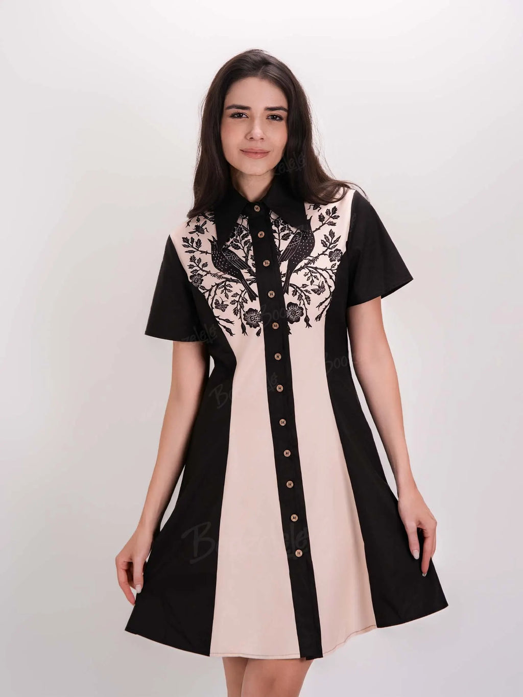 Crow And Flowers - 100% Cotton Dress