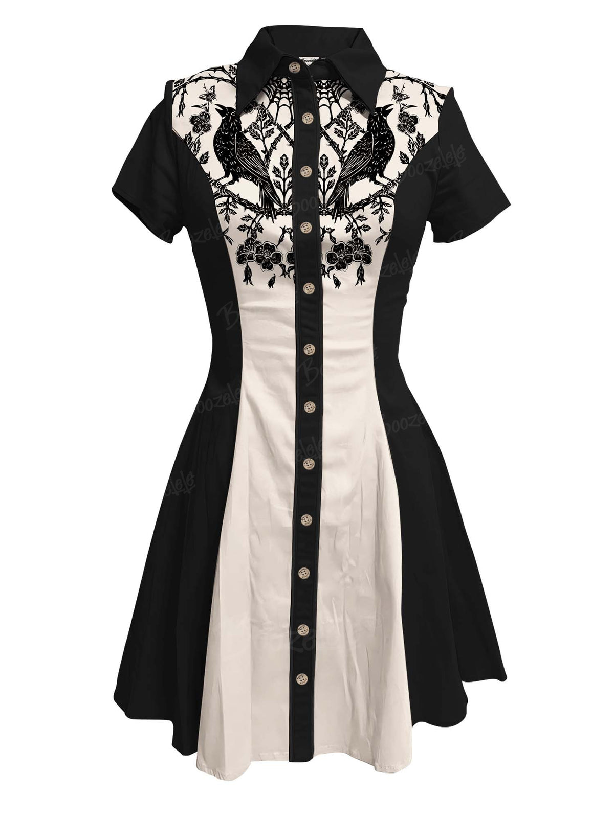 Crow And Flowers - 100% Cotton Dress